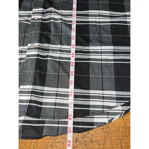 Mens Ely Cattleman 2XL Tall Black White Plaid Snap‎ Button Up Lightweight Shirt - Picture 7 of 7